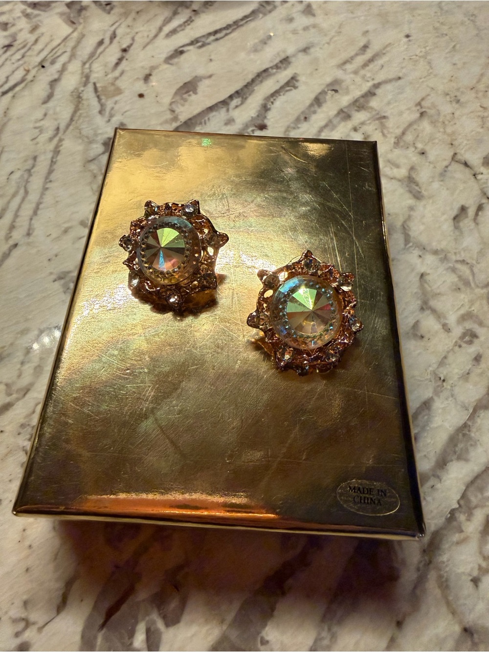 Source Unknown Gold-Tone Aurora Crystal Starburst Stud Earrings